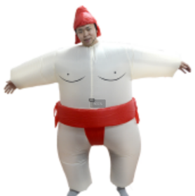 Sumo Inflatable Costume For Boys Wrestler Blow Up Jumpsuit Fancy Dress Wrestling Suit For Party Halloween Christmas Cosplay (Color: Red)