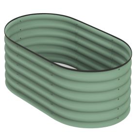 3.4' x 2' x 1.4' Galvanized Raised Garden Bed Kit, Metal Planter Box with Safety Edging, Green (Option: Green-625x485x175 mm)