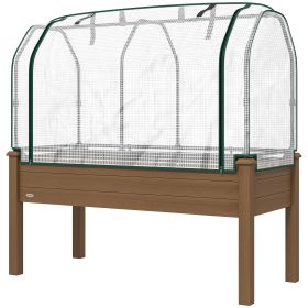 Raised Garden Bed with PE Greenhouse Cover Outdoor Planter Box for Herbs and Vegetables, 48 x 22 x 46 inch, Brown (Option: Brown-1195x90x550 mm)