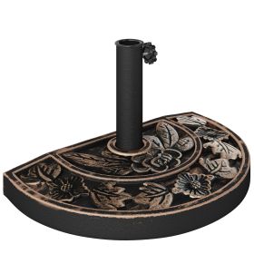 20lbs Half Round Patio Umbrella Base Outdoor Decorative Resin Parasol Stand Holder For 1.5, 1.9 Pole, Lawn, Deck, Garden Use, Bronze (Color: Grey)