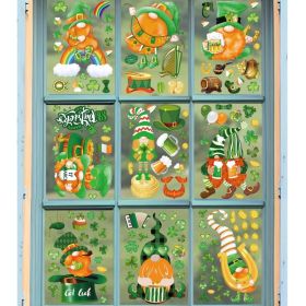 9 Sheets Spring St. Patrick's Day Cute Gnome Window Decals, Double-Sided Lucky Green Shamrock Window Stickers, Reusable Static Spring Window Clin (Option: 442G5838)