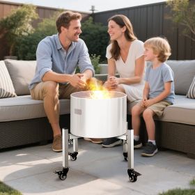 Fire Pit Stand 15-27 Inch Adjustable With 4 Casters For Solo Stove Bonfire (Option: Silver)