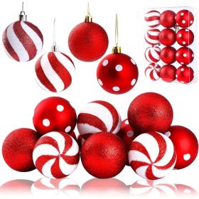 2 Pcs Peppermint Candy Ornaments - Candy Cane Balls, Red & White Hanging Stripes - Christmas Tree Ornaments For Xmas Party & Indoor/Outdoor Holid (Option: Classic)