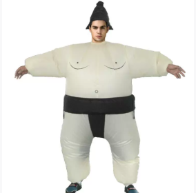 Sumo Inflatable Costume For Boys Wrestler Blow Up Jumpsuit Fancy Dress Wrestling Suit For Party Halloween Christmas Cosplay (Color: Black)