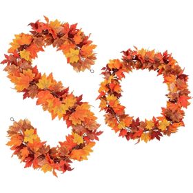 2 Pack Artificial Fall Leaf Garland, 5.9 Ft Autumn Decor (Option: Orange)