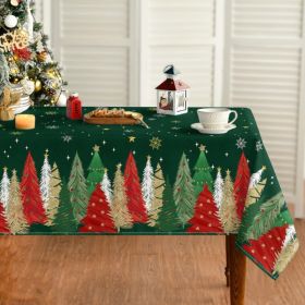 Christmas Tablecloth 60 84 Inch Rectangular, Christmas Trees Green Washable Table Cover For Party Picnic Dinner Decor (Option: Green)
