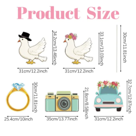 5Pcs Wedding Theme Party Yard Signs With Stakes Pigeon Ring Camera Pattern Road Decoration Wedding Reception Plastic Welcome Sign Large Bridal Sh (Option: Style1)