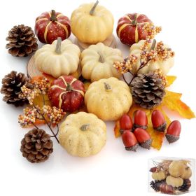 Fall Pumpkin Decor Set 23 PCS, Harvest Bowl Filler Decorations For Thanksgiving, Autumn Table, Tiered Tray And Home Decor (Option: Multi)
