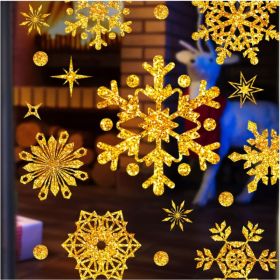 Golden Glitter Snowflake Winter Window Clings, Window Decorations (Option: Golden)