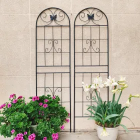 2 Pack Metal Garden Trellis 71" x 19.7" Rustproof Trellis for Climbing Plants Outdoor Flower Support Black (Option: Black)