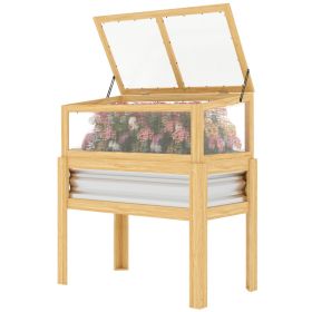 Raised Garden Bed with Mini Greenhouse, Elevated Planter Box with Legs and Bed Liner for Flowers, Vegetables (Option: Natural Wood-980x540x145 mm)