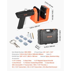 Pocket Hole Jig Kit, 1/2", 3/4", 1-1/2" Adjustable, 360° Rotating Handle, Jig Pocket Hole System With 260 Screws, C-Clamp, Stop Collar, Drill Bit (Option: Black)