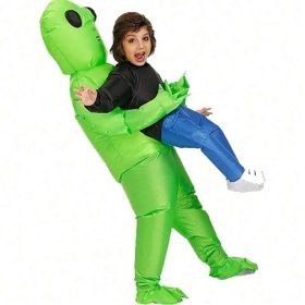 Perfect Valentine Gift Inflatable Alien Costume For Adults, Digital Printed Blow Up Halloween Outfit, Funny UFO Space Party Costume With Pump (Option: IF ALIEN small)