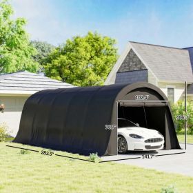 Heavy Duty Carport, UPF50 Portable Garage Car Canopy Tent With Galvanized Frame,For Items Shipped In Multiple Packages, Please Pay Attention To T (Option: Dark gray)