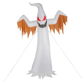 12ft 4pcs LED Lights Giant Scary Ghost Flames And Flashing Red Eyes Inflatable Halloween Decoration (Color: White)