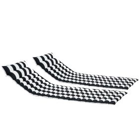 2PCS Set Outdoor Lounge Chair Cushion Replacement Patio Funiture Seat Cushion Chaise Lounge Cushion-BLACK-WHITE (Color: as Pic)