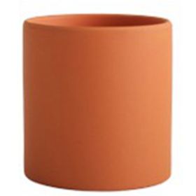 Nordic Industrial Style Colorful Ceramic Flowerpot Succulent Planter Green Plants Cylindrical Shape Flower Pot With Hole Tray (Color: Orange, size: 13X13X13)