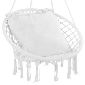 VEVOR Hammock Swinging Chair Macramé Hanging Chair with Cushion Indoor & Outdoor (Default: Default)
