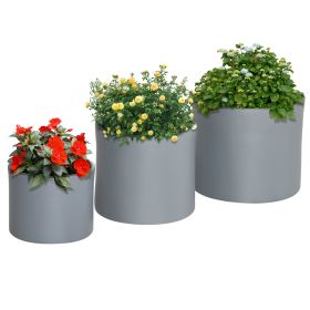 Set of 3 Outdoor Planter Set, 13/11.5/9in, MgO Flower Pots with Drainage Holes, Outdoor Ready & Stackable Plant Pot for Indoor, Entryway, Patio, (Color: as Pic)