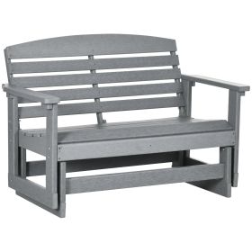 Outsunny 2-Person Outdoor Glider Bench Patio Double Swing Rocking Chair Loveseat w/ Slatted HDPE Frame for Backyard Garden Porch, Light Gray (Color: as Pic)