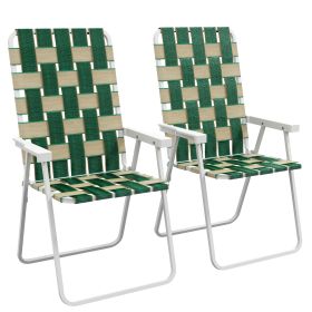 Outsunny Set of 2 Patio Folding Chairs, Classic Outdoor Camping Chairs, Portable Lawn Chairs for Camping, Garden, Pool, Beach, Backyard w/ Armres (Color: as Pic)
