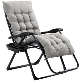 Outsunny Zero Gravity Chair, Folding Reclining Lounge Chair with Padded Cushion, Side Tray for Indoor and Outdoor, Supports up to 264lbs, Gray (Color: as Pic)