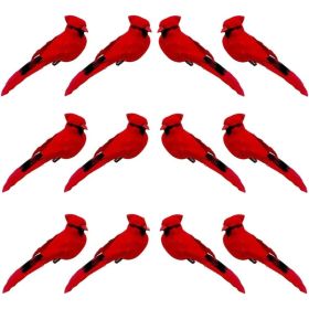 2pcs Red Bird Decor Artificial Red Cardinal Birds Artificial Birds Christmas Cardinal Birds For Tree Flower Floral Arrangements Yard Patio Wreath (Option: 6PCS)