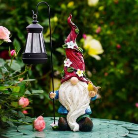 Solar Garden Gnome Statue With Lights, Outdoor Decor Gift For Women And Mom Funny Solar Gnome Decoration For Garden, Yard, Lawn, Porch And Patio (Option: RED BLUE)