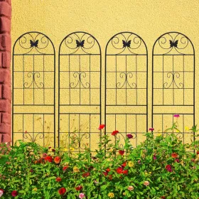4 Pack Metal Garden Trellis 71" x 19.7" Rustproof Trellis for Climbing Plants Outdoor Flower Support Black (Option: Black)
