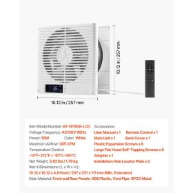 7.5-Inch Room To Room Fan, 2-in-1 305 CFM Through Wall Fan With Remote Control & Two-Way Airflow, 10-Speed Ventilation Quiet Vent For Kitchen, Li (Option: Default)