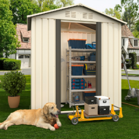 Outdoor Storage Garden Shed 5FTx3FT Roof White (Option: Cream White)