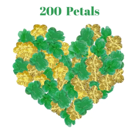 200 Pcs Artificial Silk Rose Petals For Graduation Black Green Red Purple Blue Golden Mix Color Fake Flowers Petals For Graduation Ceremony Weddi (Color: Green)