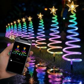 10 Pack Christmas Pathway Lights Outdoor With RGBW DIY Modes, APP Control Spiral Lighted Xmas Tree Path Lights With Scene Modes, Schedule & Music (Option: 8 PACK)