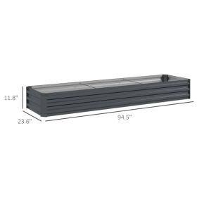8x2x1ft Galvanized Raised Garden Bed Kit With Safety Edging For Flowers, Herbs And Vegetables, Dark Gray (Option: Dark gray)