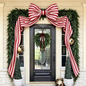 Christmas Decorations 6.5 Ft Giant Red And White Striped Christmas Bow Big Bow For Christmas Tree, Christmas Decor, Large Christmas Bows For Fron (Option: RED AND WHITE)