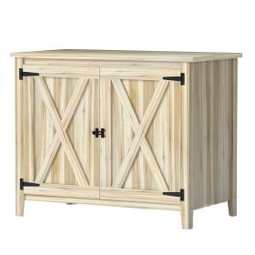 Wooden Outdoor Storage Cabinet, Garden Shed Potting Shed with Shelf and Double Doors, Natural Wood (Option: Natural Wood-1180x685x230 mm)